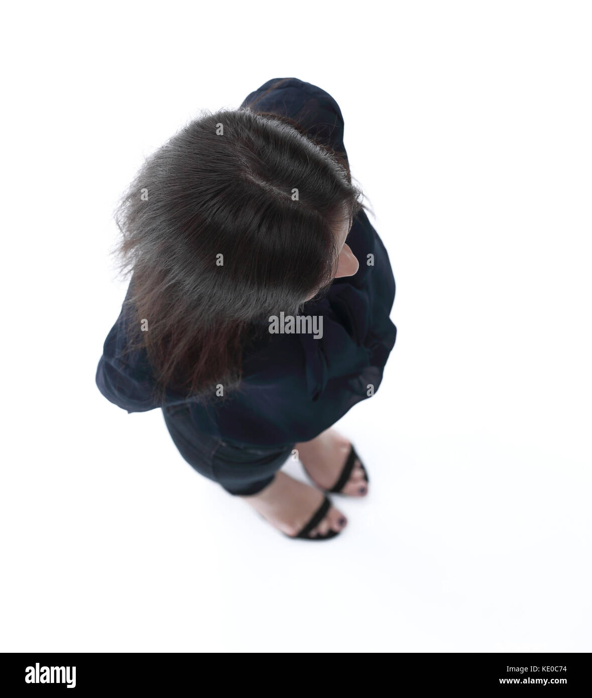 view from above. smiling business woman looking at camera Stock Photo ...
