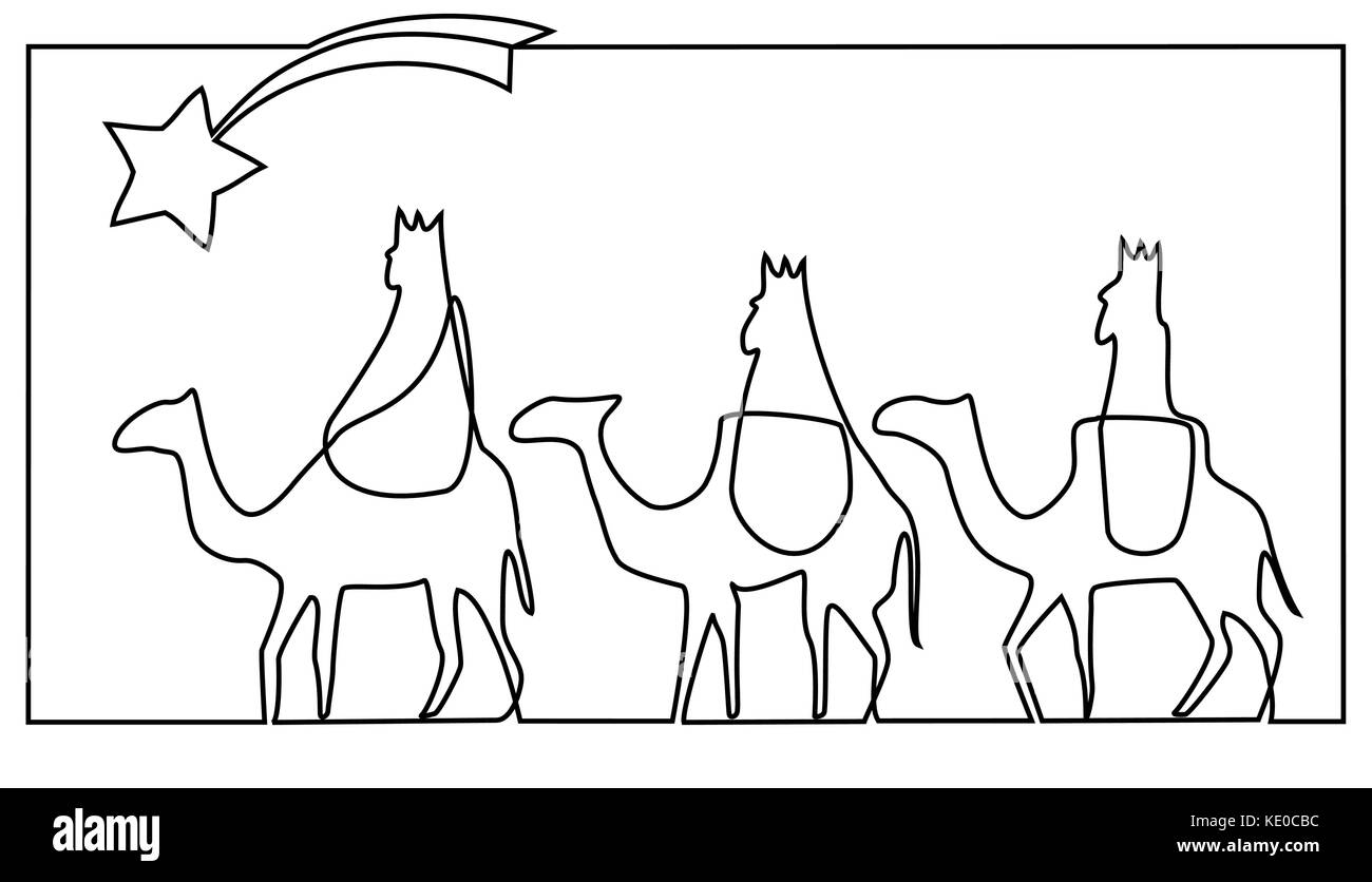 Wise Men On Camels Coloring Page
