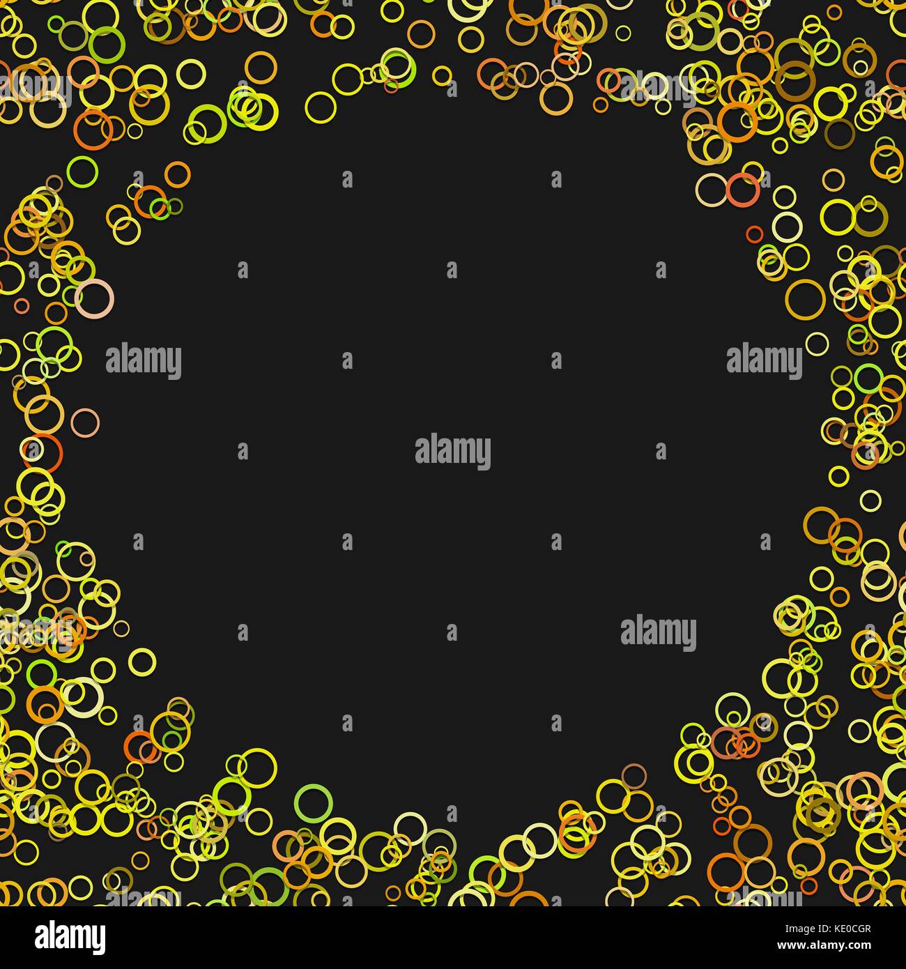 Modern random circle background - vector design from yellow rings with ...
