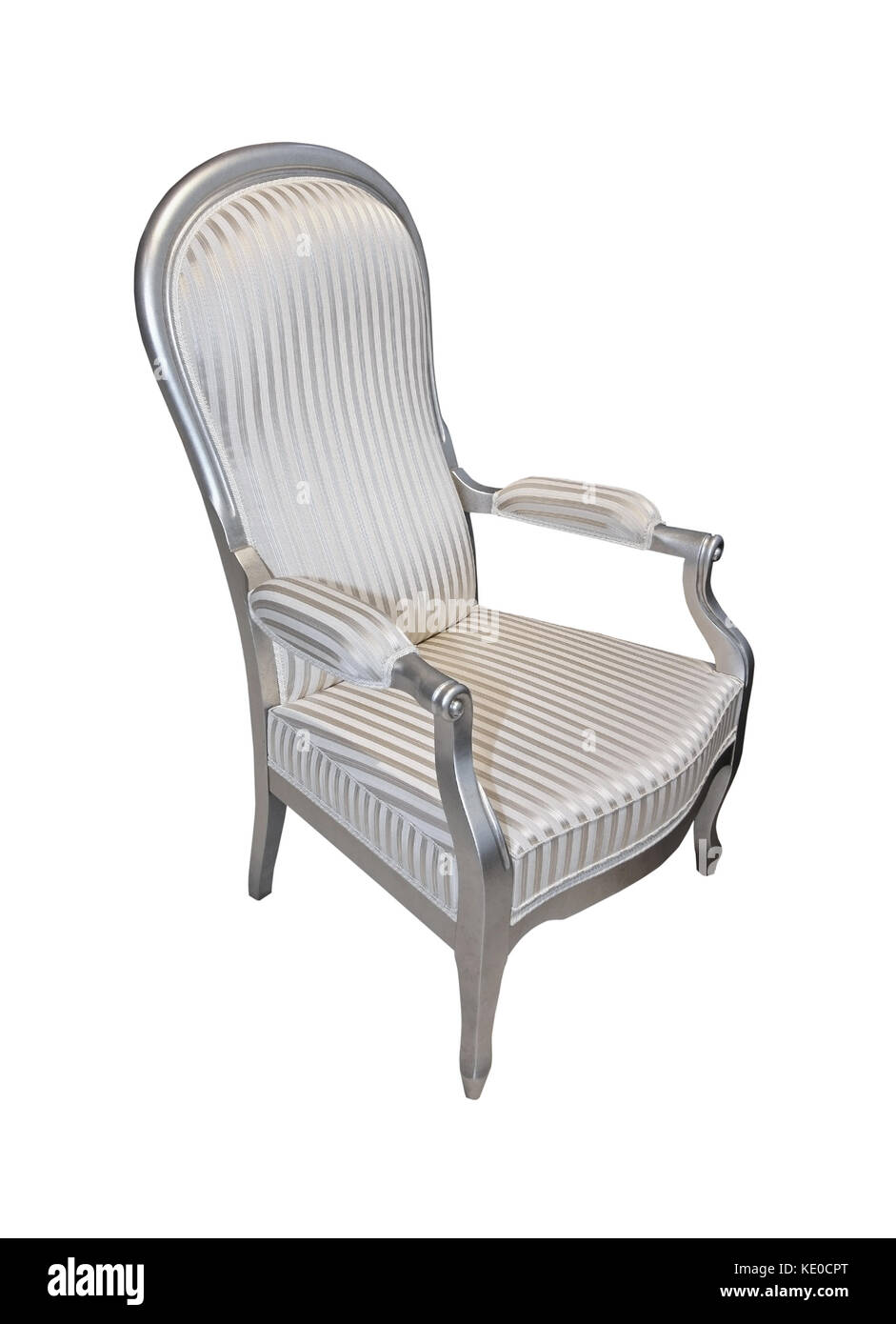 Old vintage silver chair isolated with clipping path included Stock Photo