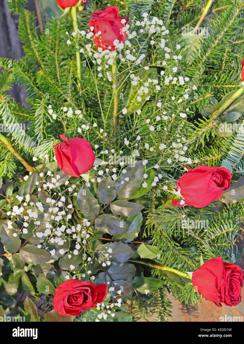 Beautiful flower bouquet detail with red roses Stock Photo Alamy