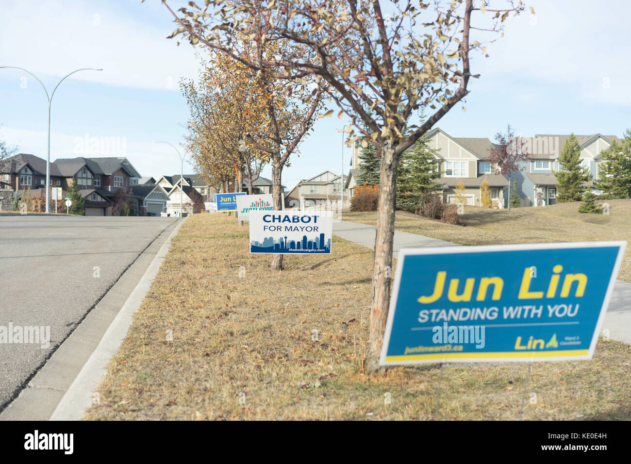 October 16 2017 Campaign Signs for Calgary Municipal elections Stock