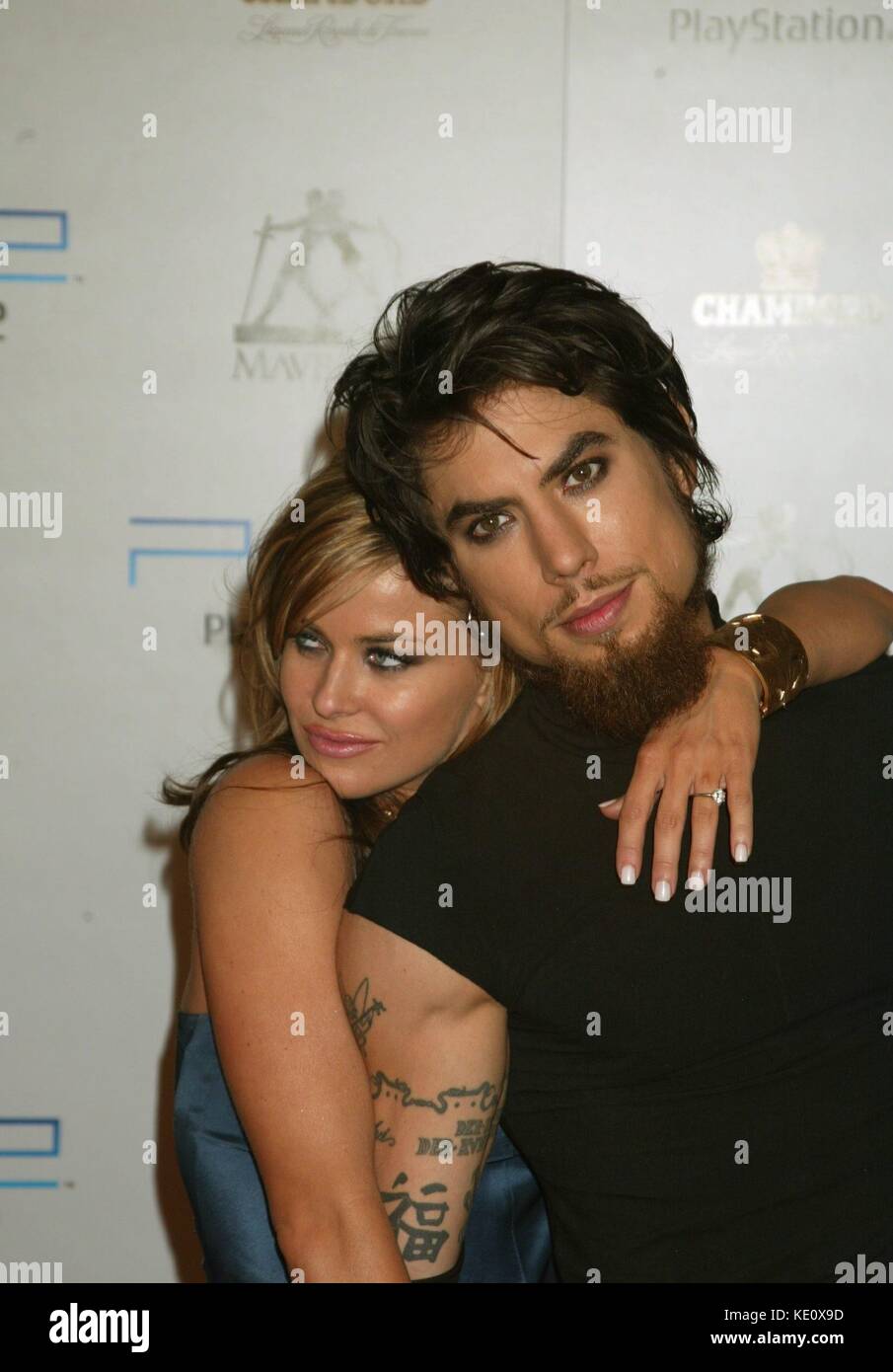Carmen Electra & her fiance Dave Navarro attending the Maverick Records 2003 VMA after party at the Four Seasons Restaurant in New York City.  August 28, 2003  © Joseph Marzullo / MediaPunch. Stock Photo