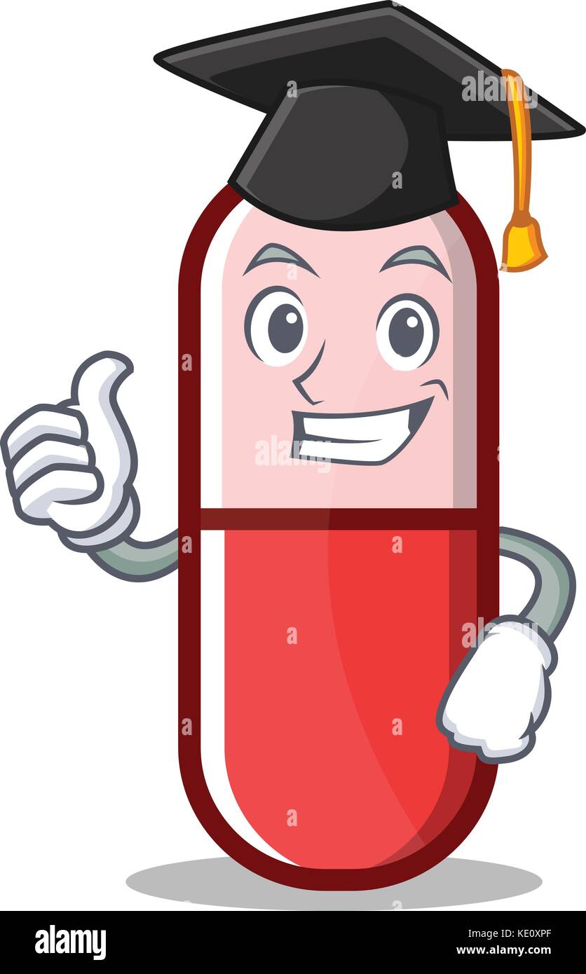 Graduation pill capsule cartoon character Stock Vector Image & Art - Alamy
