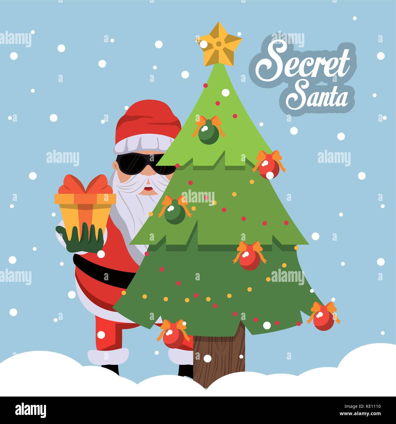 Secret santa cartoon Stock Vector