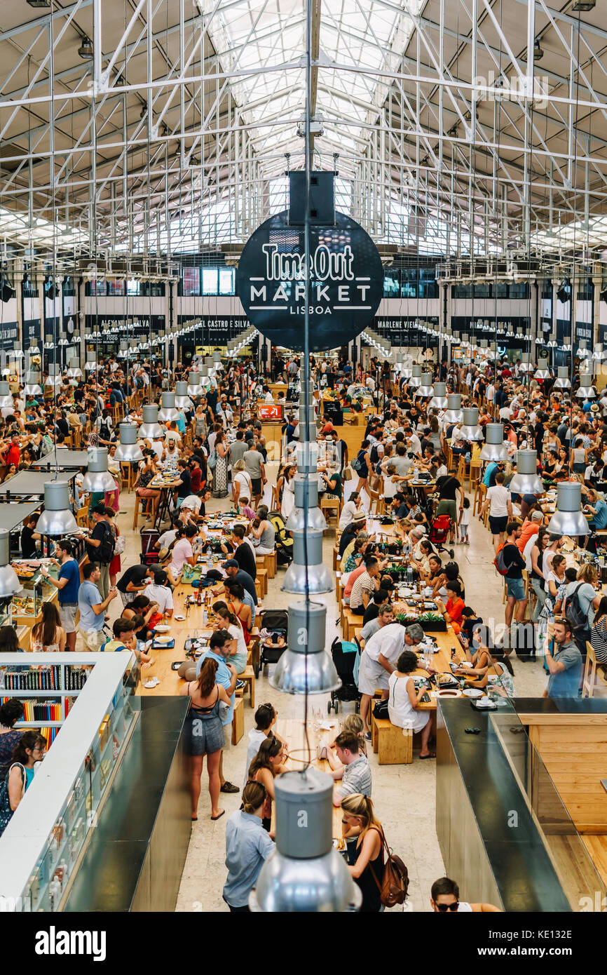 LISBON, PORTUGAL AUGUST 12, 2017 Time Out Market is a food hall