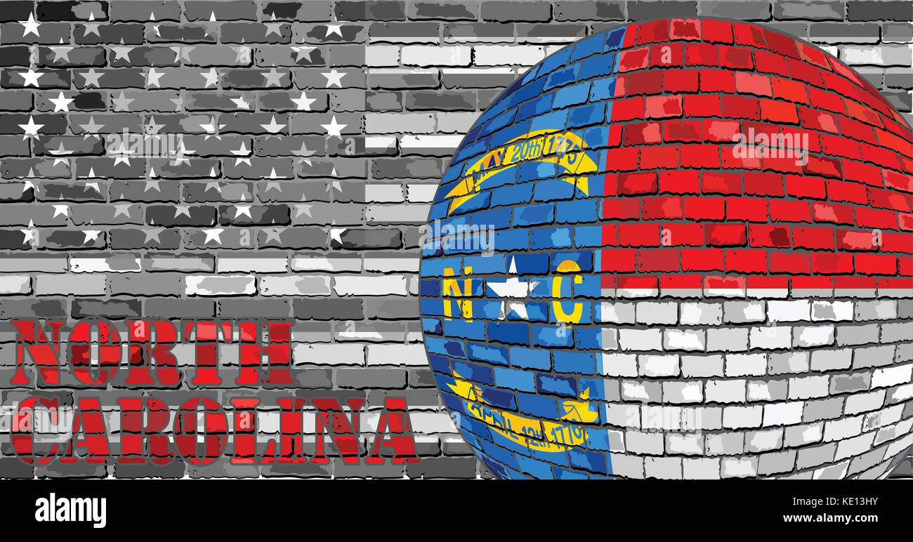 North Carolina flag on the grey USA flag background - Illustration ...