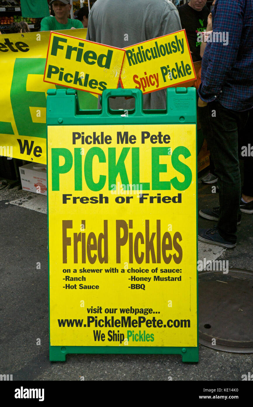 A sign for Pickle Me Pete's fried sour pickles at the annual Pickle Day