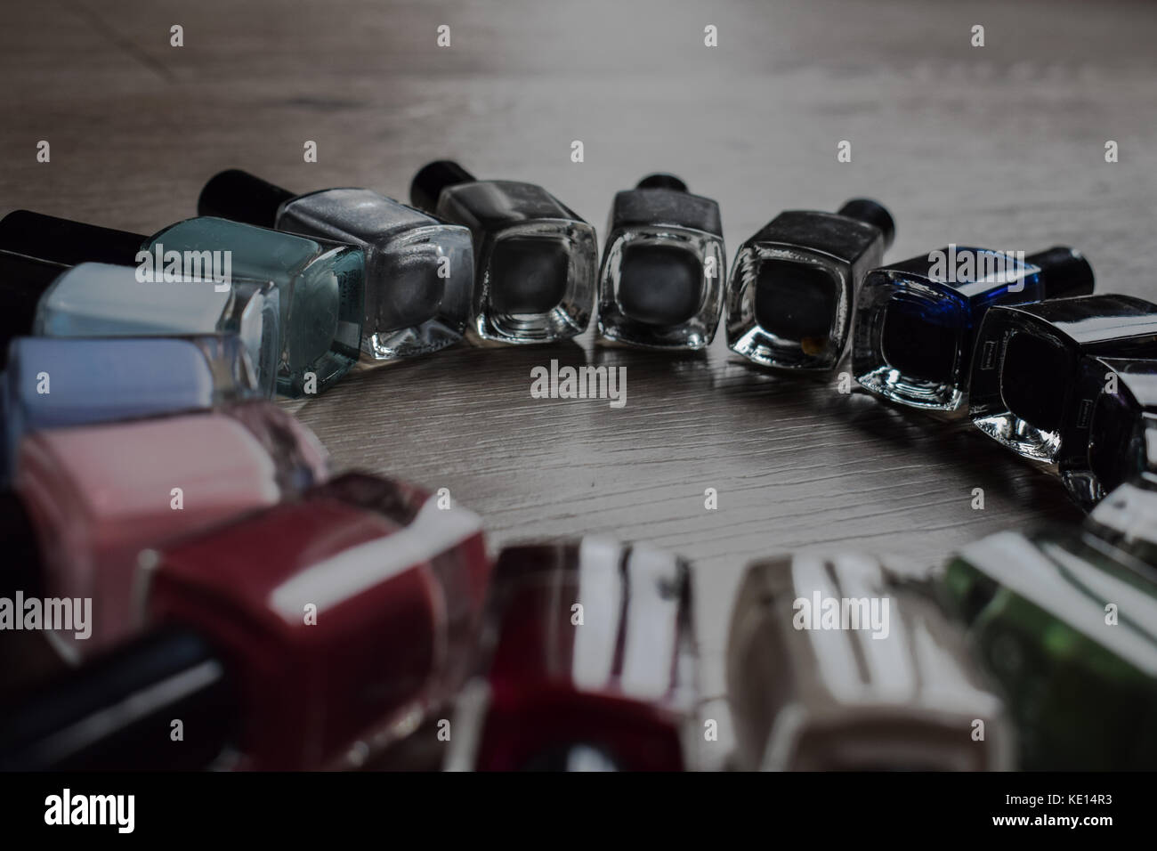 nail polish bottles background Stock Photo - Alamy