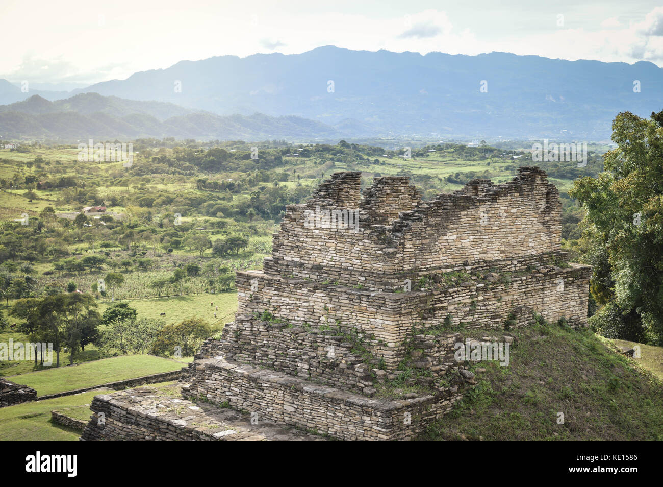 Some of the pyramids of Tonina archaeological site with landscapes of 