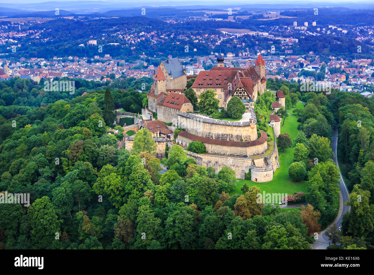 Air view of Veste fortress in Coburg, Bavaria, Germany Stock Photo