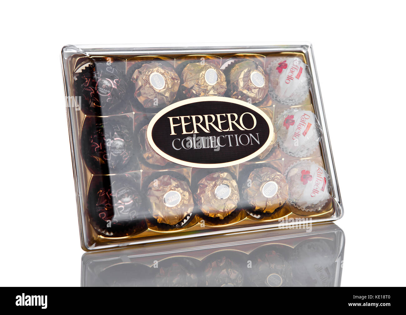 Ferrero Chocolate pralines collection box with Raffaello, Ferrero Rocher  and Rond noirs Stock Photo - Alamy