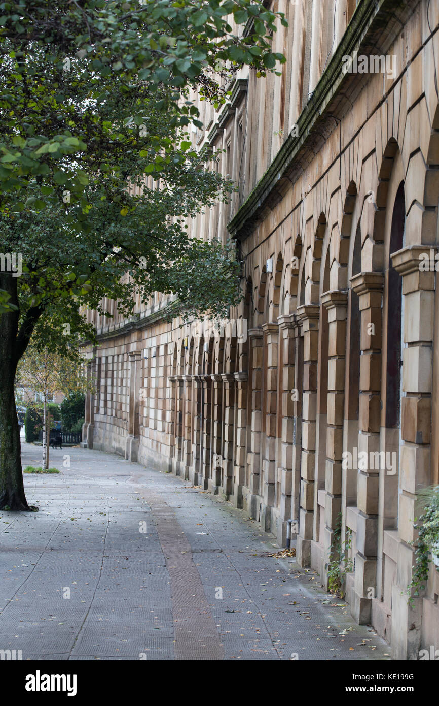 Georgian Curved blonde sandstone terrace - Finnieston Glasgow Stock