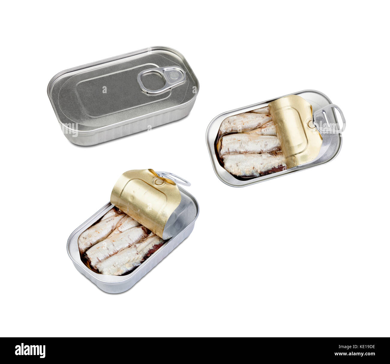 Three cans of canned sardine . Healthy meal Stock Photo Alamy