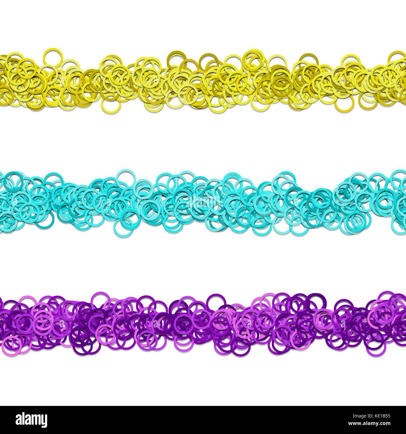 Random circle pattern line divider set from colored rings Stock Vector