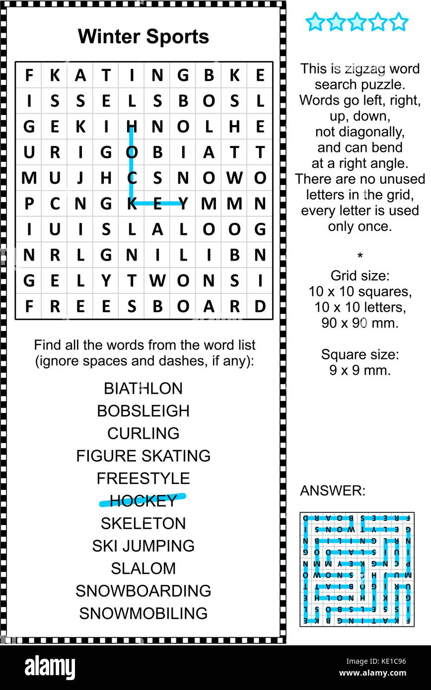 winter-sports-themed-zigzag-word-search-puzzle-suitable-both-for-kids-and-adults-answer-included-stock-vector-image-art-alamy