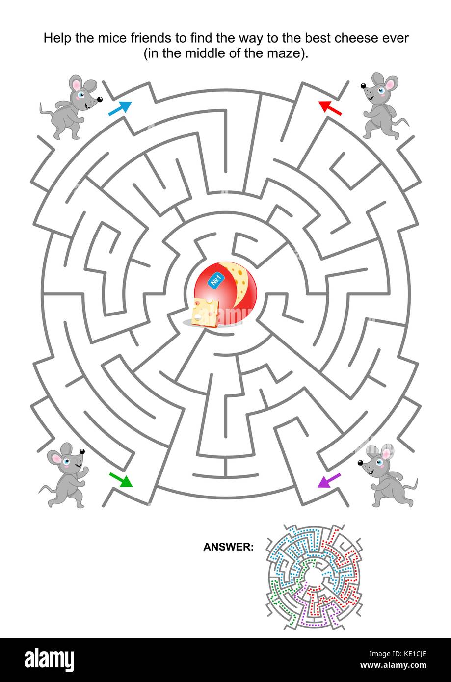 Maze game for kids Help the mice friends find the way to the best