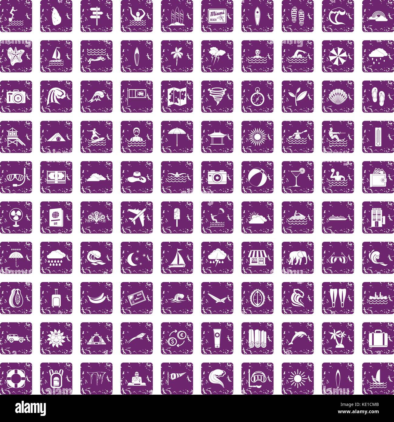 100 surfing icons set grunge purple Stock Vector Image & Art - Alamy