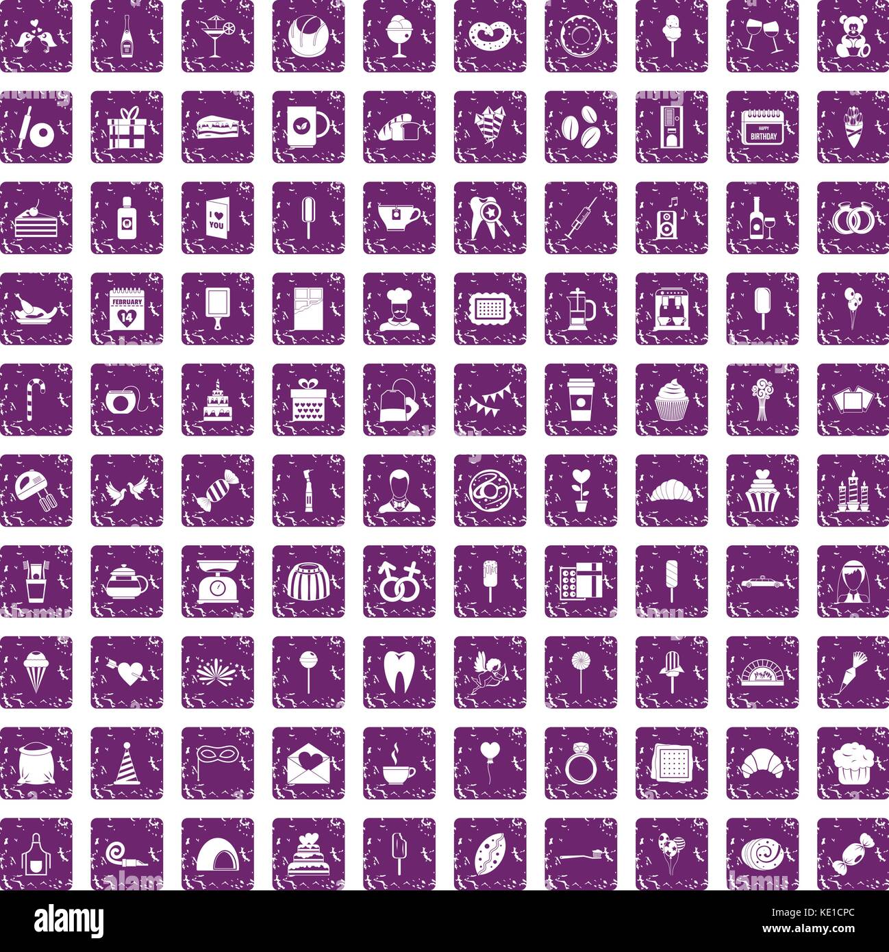 100 sweets icons set grunge purple Stock Vector Image & Art - Alamy