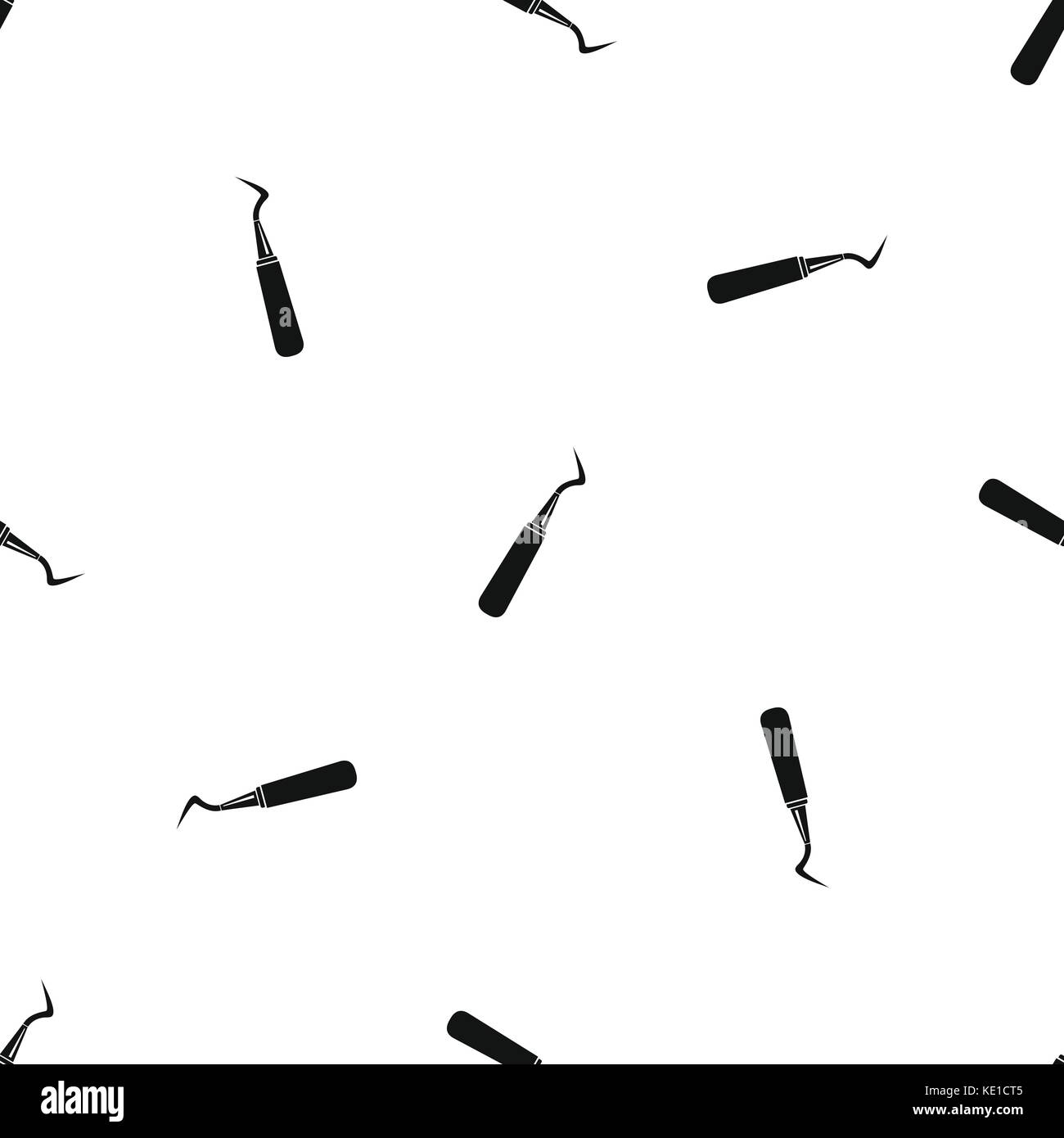 Dental probe pattern seamless black Stock Vector