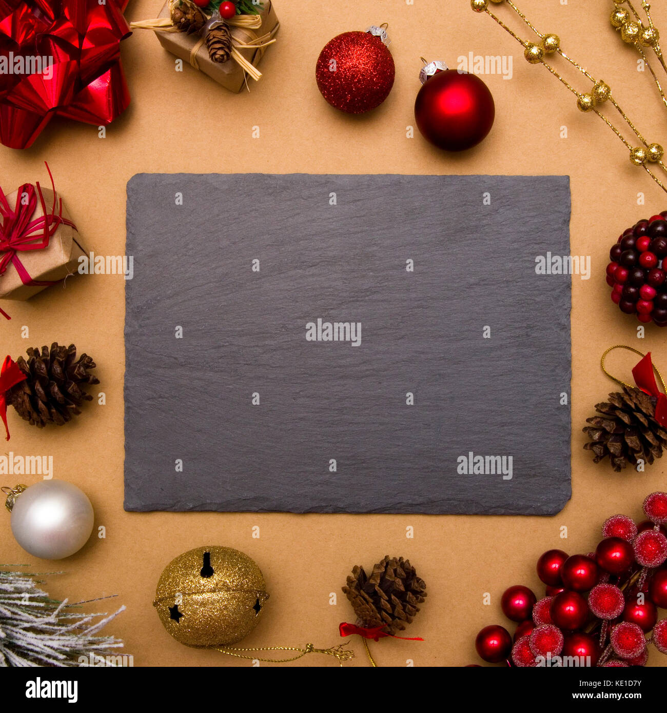 Holiday Background with Customizable Chalkboard Stock Photo - Alamy