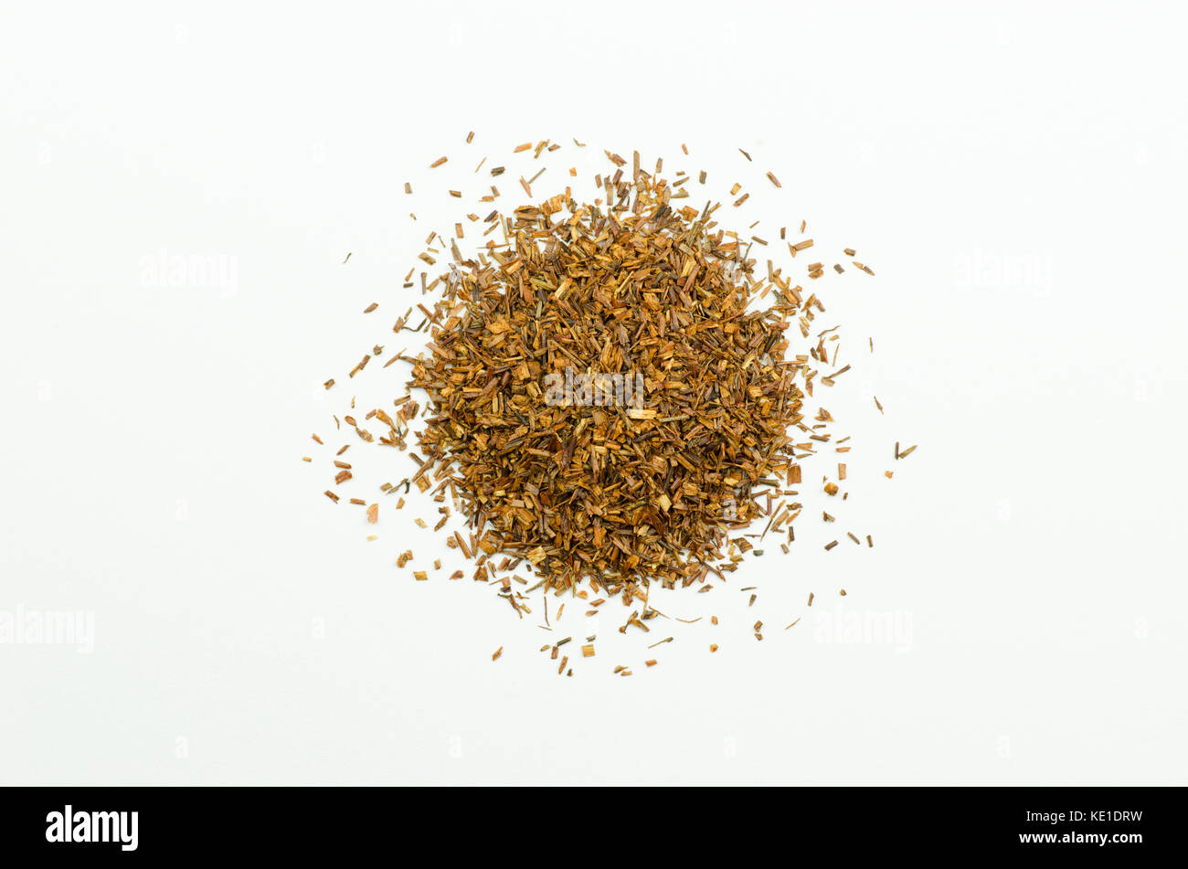 Closeup view of Rooibos tea stack of piles isolated on white