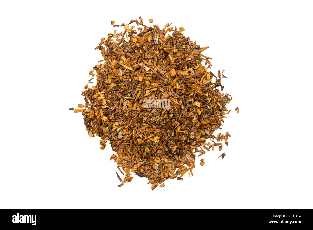 Closeup view of Rooibos tea stack of piles isolated on white