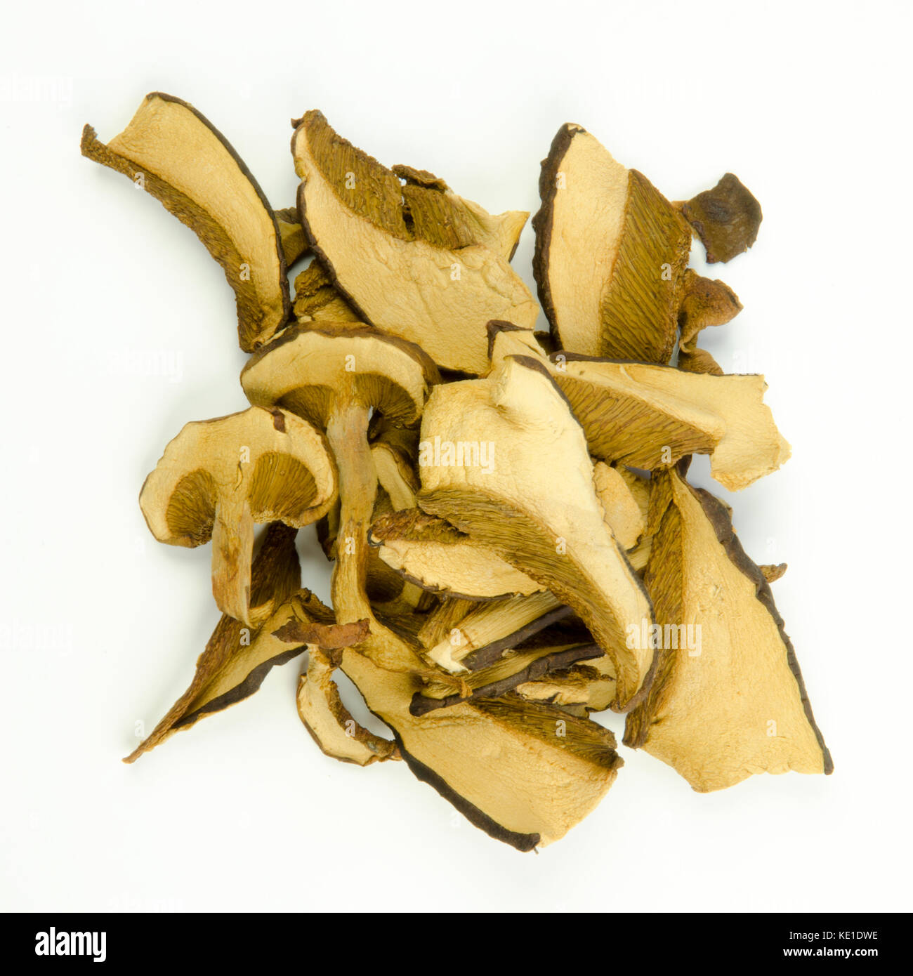 Dried Mushrooms for cooking isolated on a white background Stock Photo