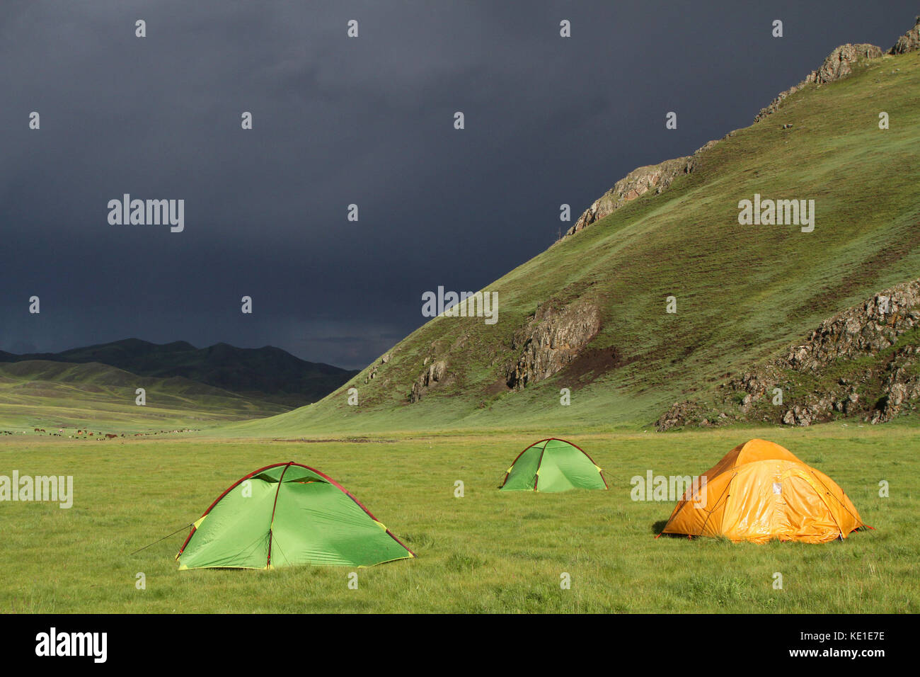 Camping in Orkhon under the storm - Alamy