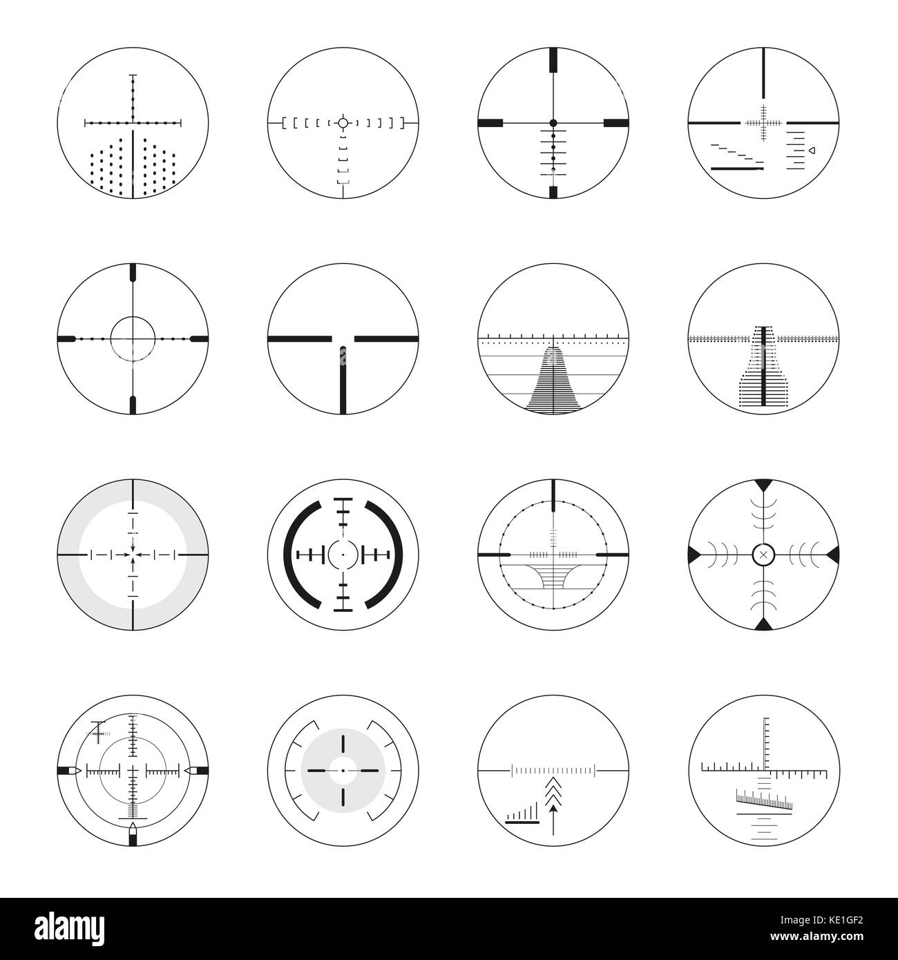 Set of sniper sights - modern vector realistic isolated clip art Stock Vector