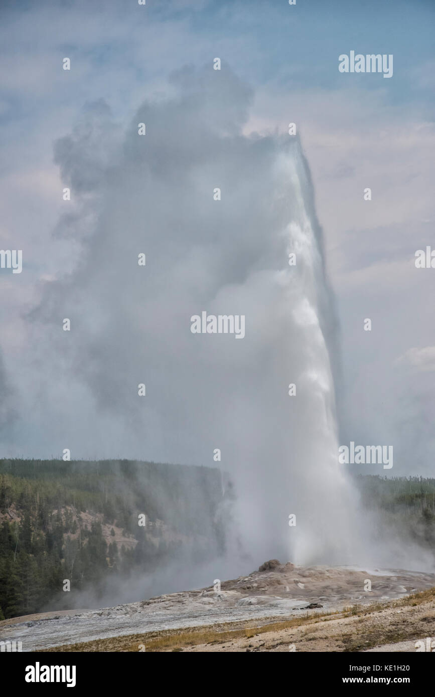 The eruption sequence of the Old Faithful water and steam geyser at Old ...