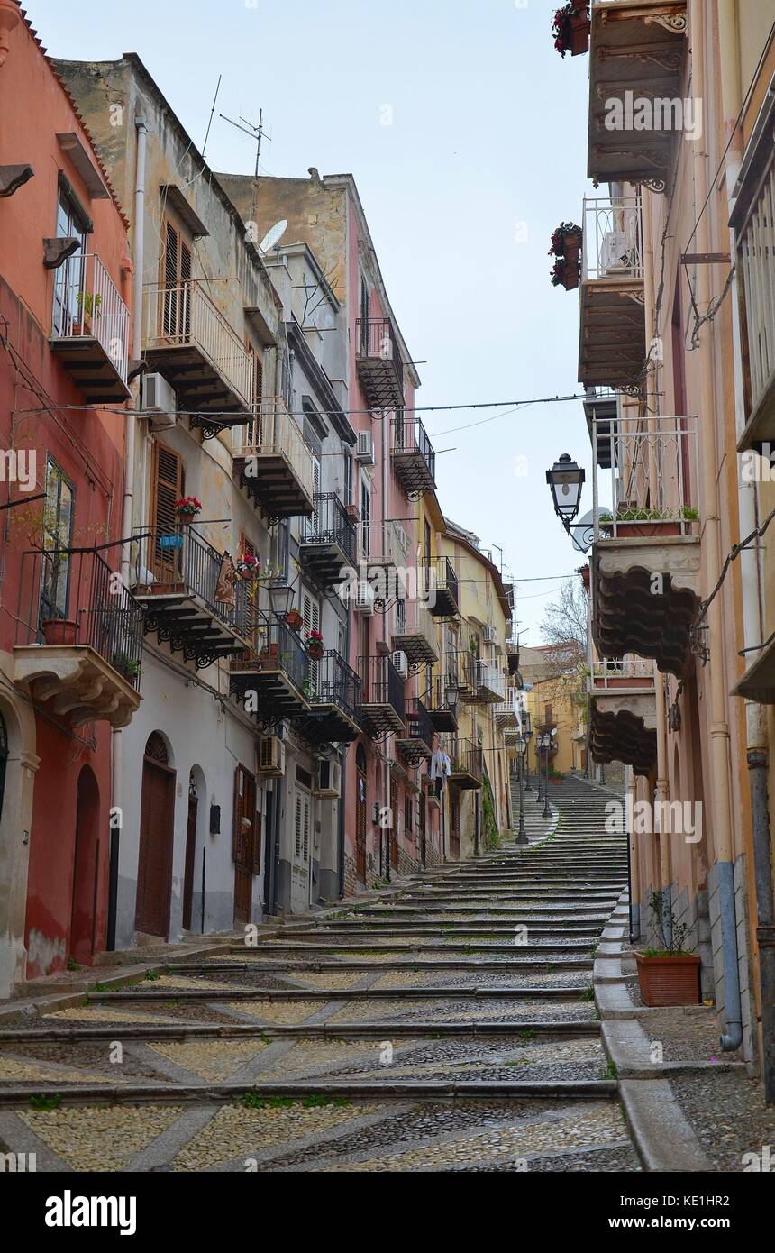 Termini Imerese, Sicily, Italy: narrow street in the city center Stock Photo
