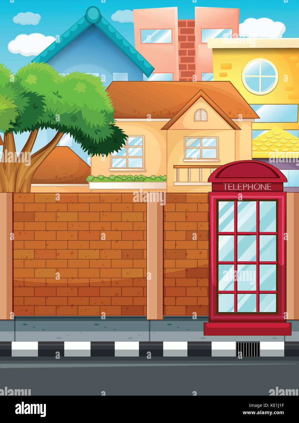 Scene with buildings and road illustration Stock Vector Image & Art - Alamy
