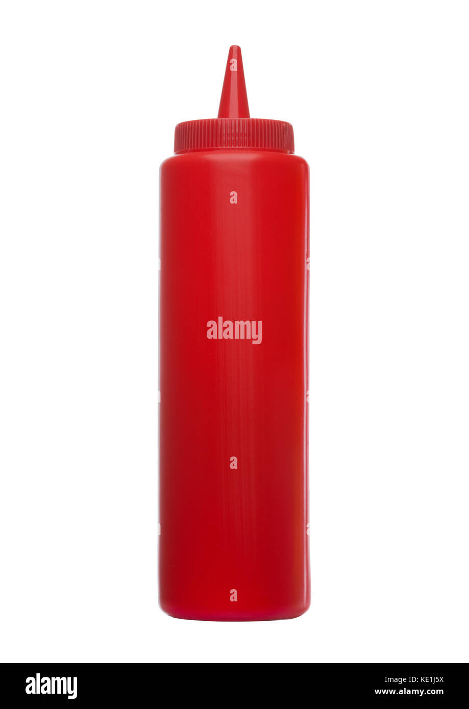 Classic plastic container with ketchup on white background Stock Photo Alamy