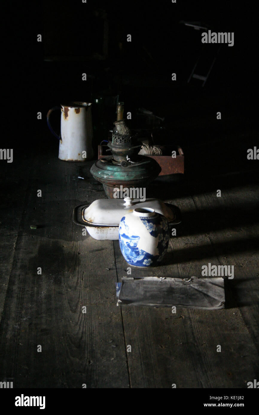 Details of a table in Captain Scott's hut, McMurdo Sound, Antarctica ...