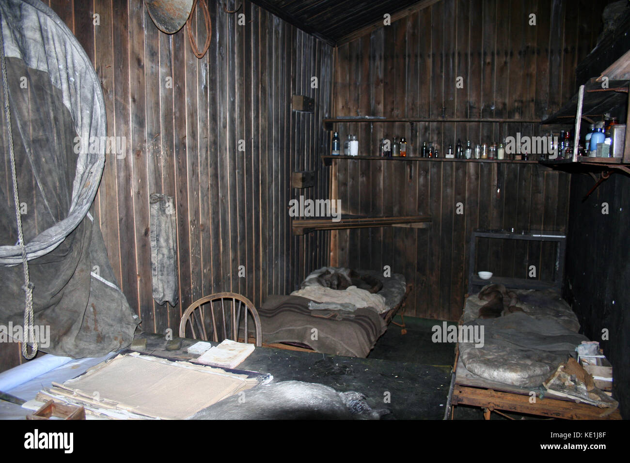 Sleeping quarters in Captain Scott's hut, McMurdo Sound, Antarctica ...