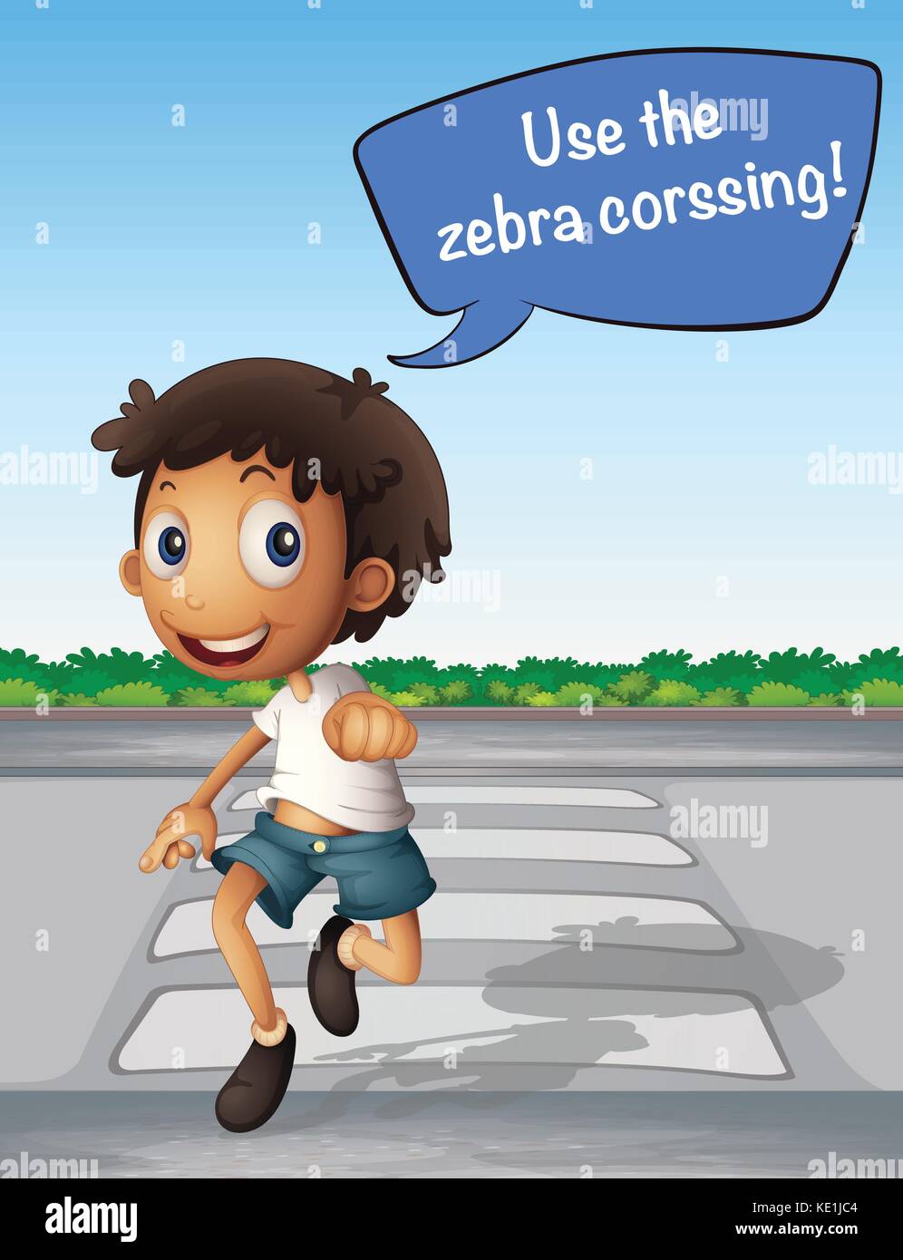 Premium Vector  Boy crossing the road at zebra crossing