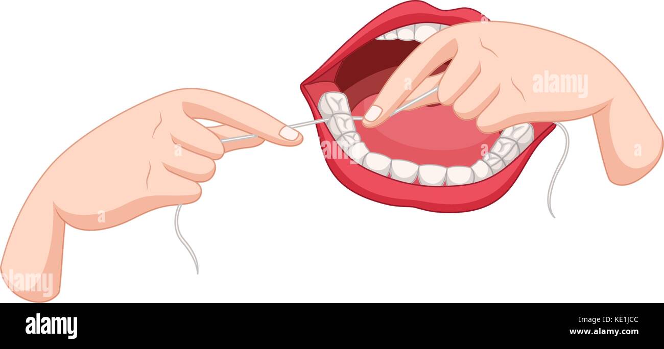 Process of flossing teeth illustration Stock Vector Image & Art - Alamy