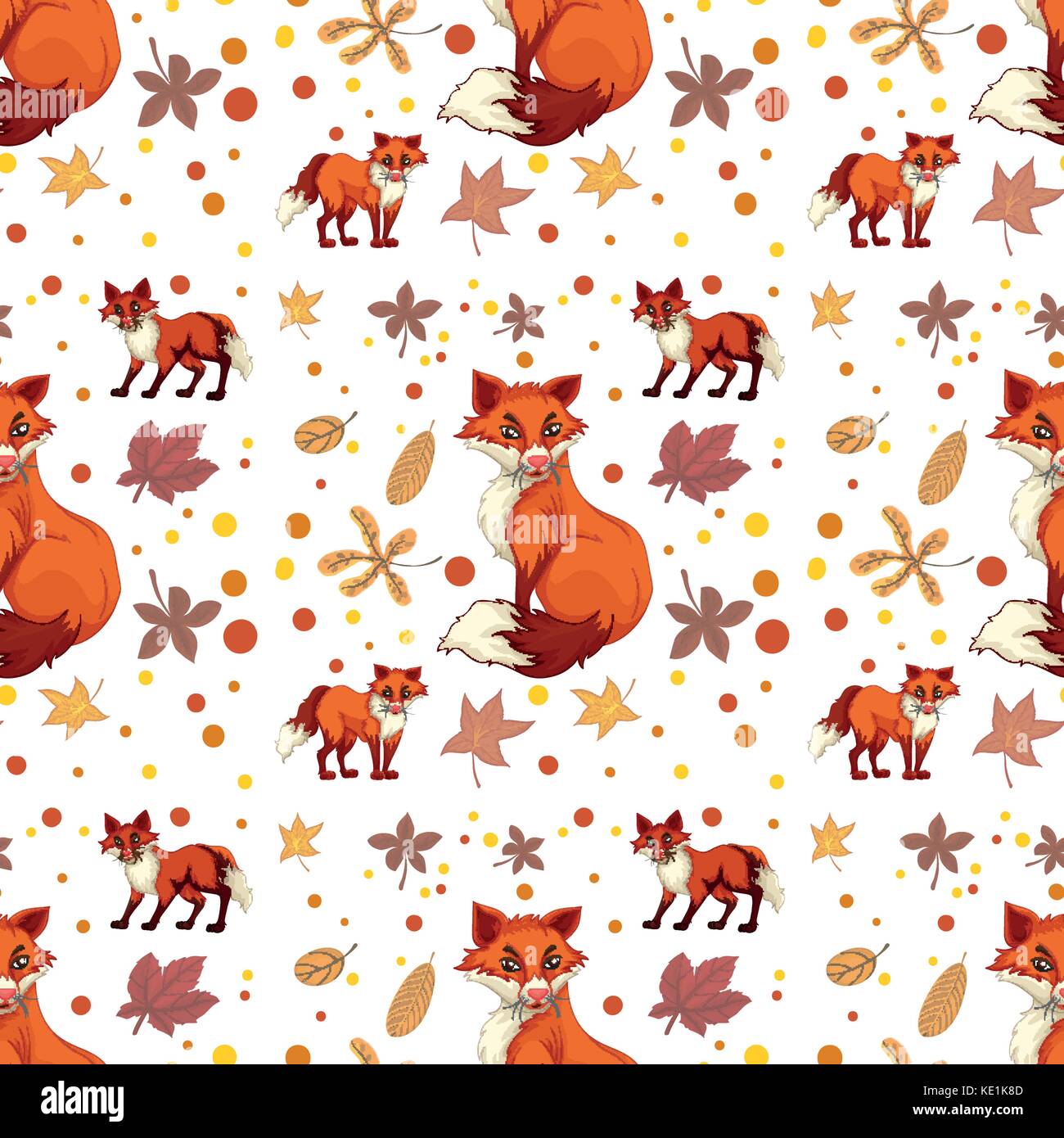 Seamless fox and leaves illustration Stock Vector Image & Art - Alamy