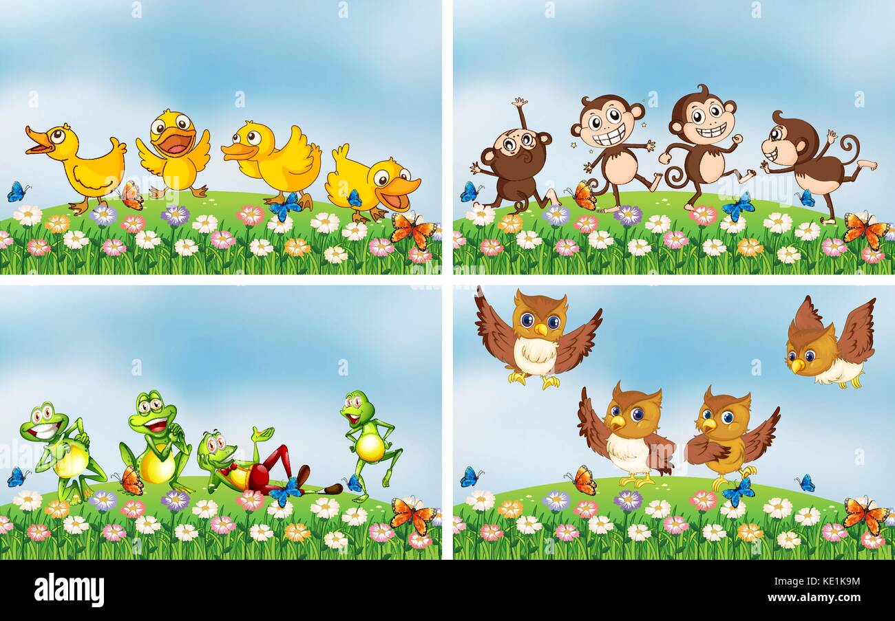 Scenes with animals in the field illustration Stock Vector Image & Art ...