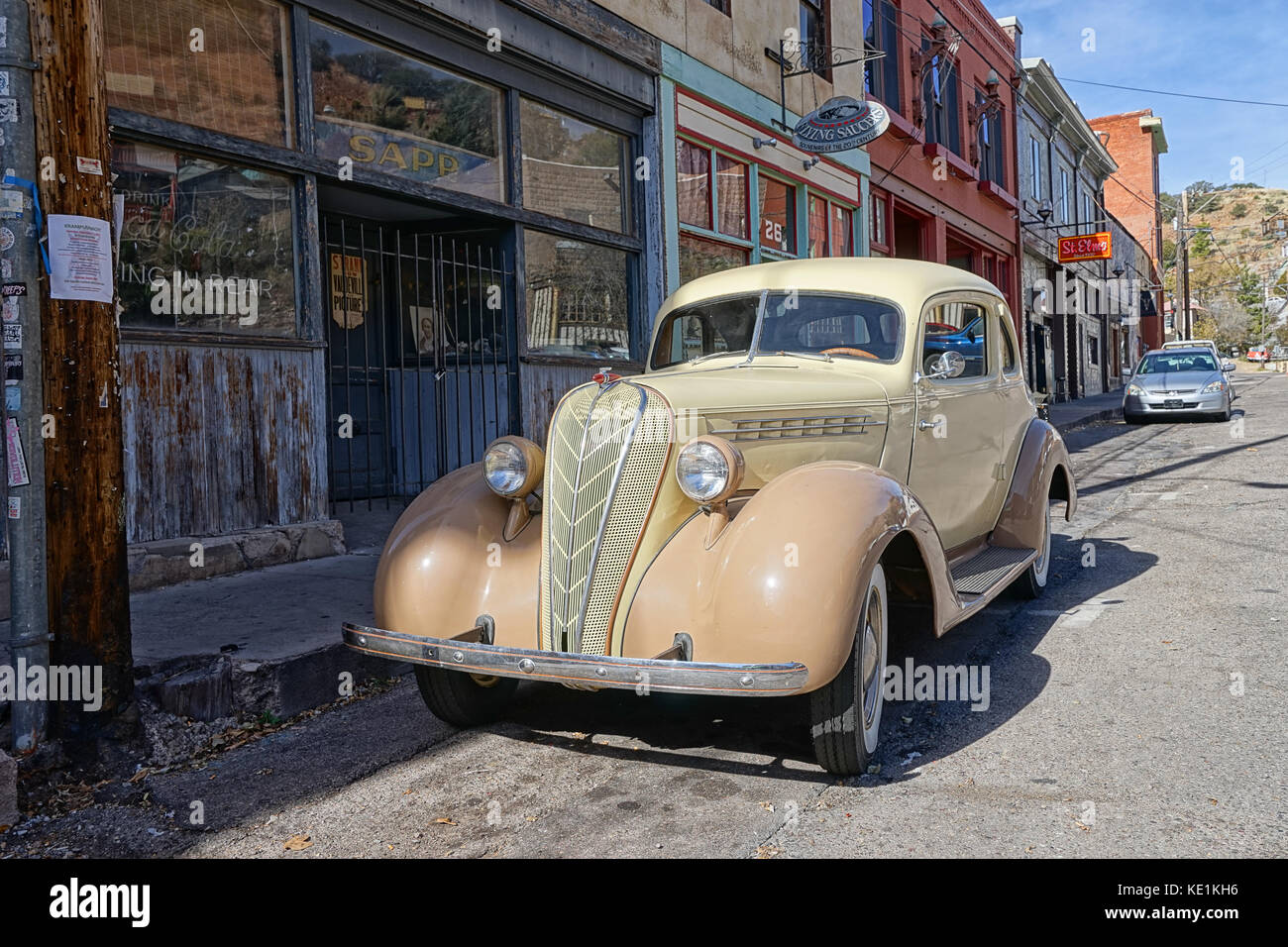 December 9, 2015 Bisbee, Arizona, USA vintage collector's car parked