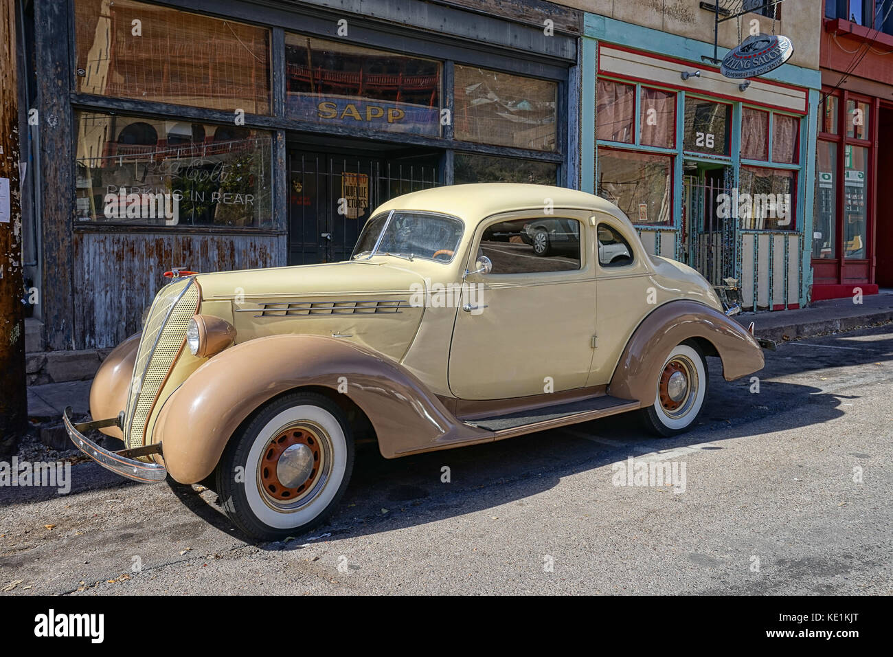December 9, 2015 Bisbee, Arizona, USA vintage collector's car parked