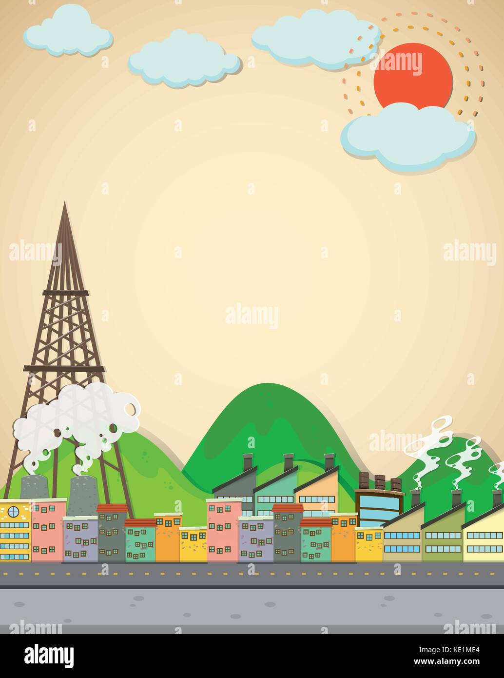 City scene with buildings and street illustration Stock Vector Image ...