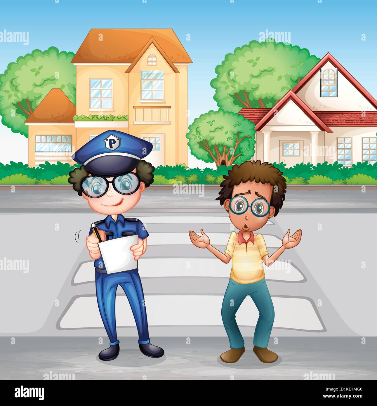 Recording Crime Policeman recording crime incident on the road illustration Stock ...