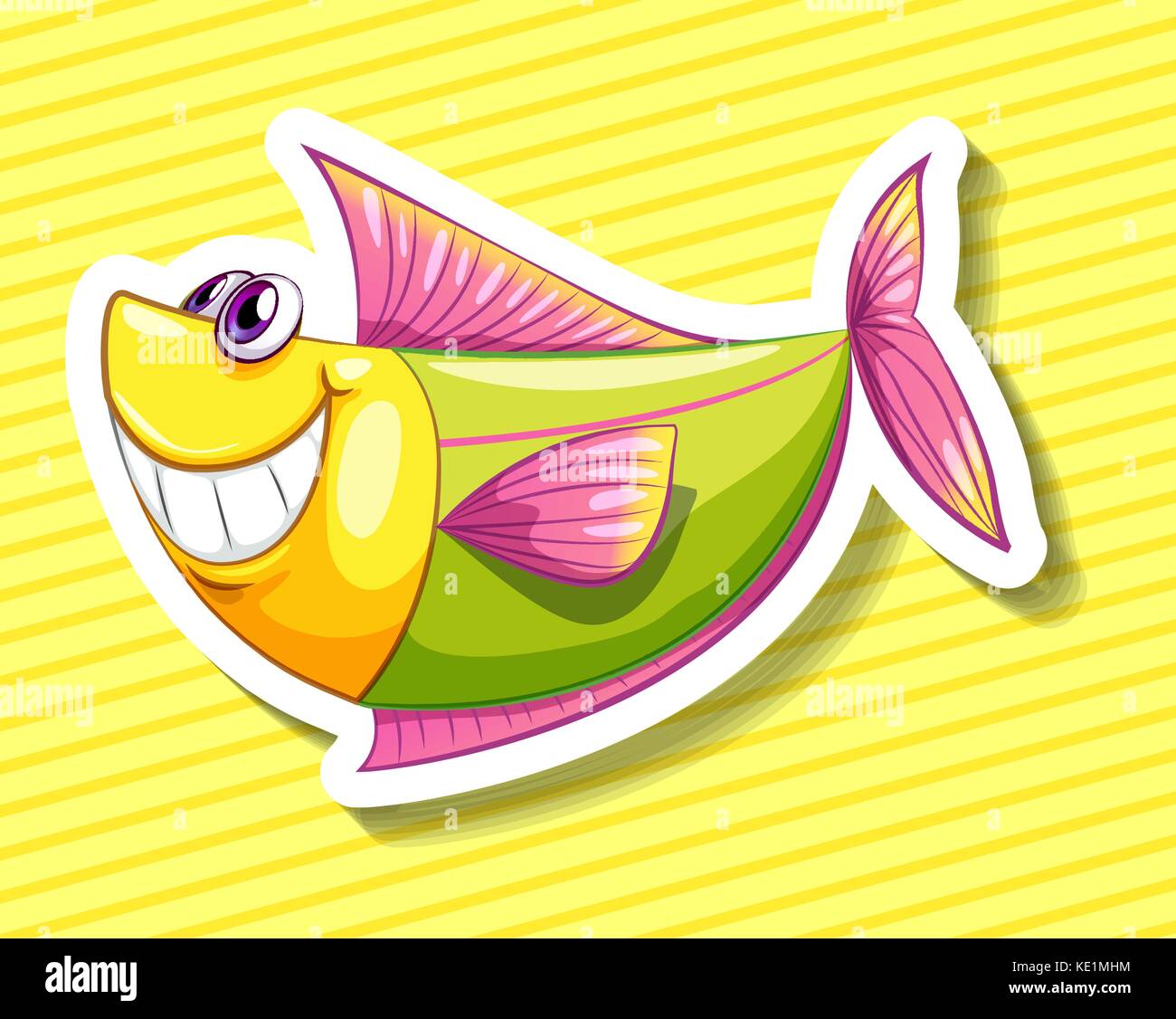Happy fish on yellow background Stock Vector Image & Art - Alamy