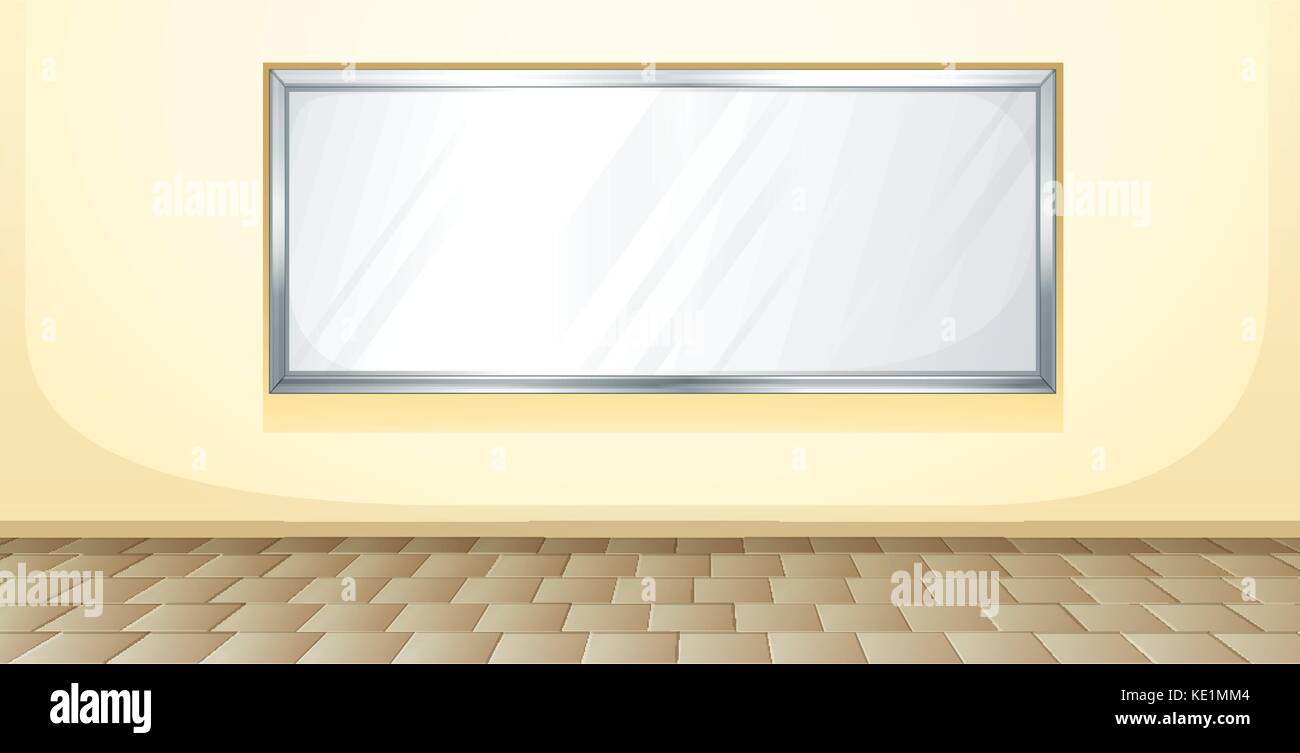 Whiteboard in the middle of the room illustration Stock Vector Image