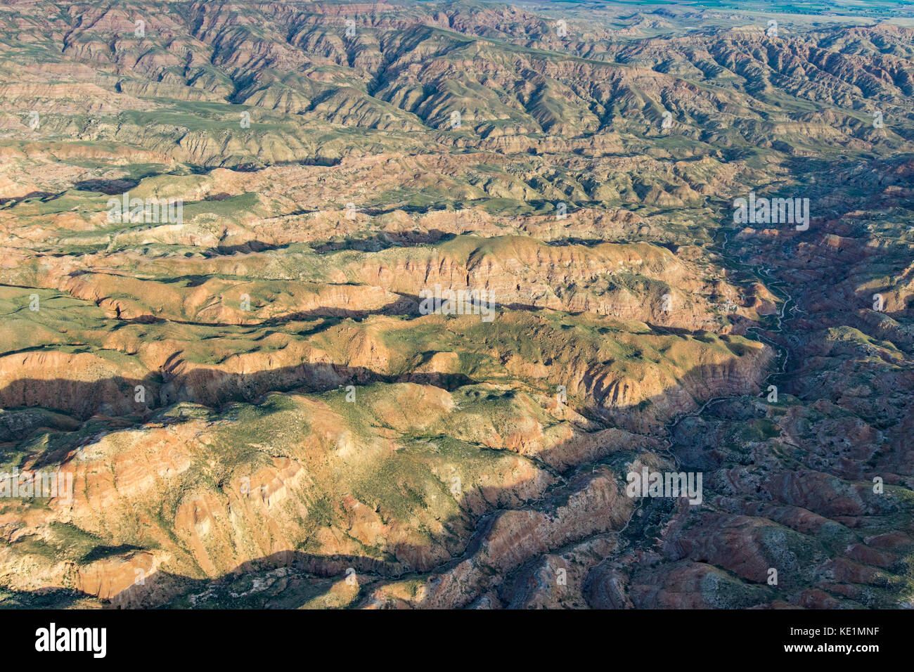 Aerial photo of the Bighorn Basin of Wyoming Stock Photo