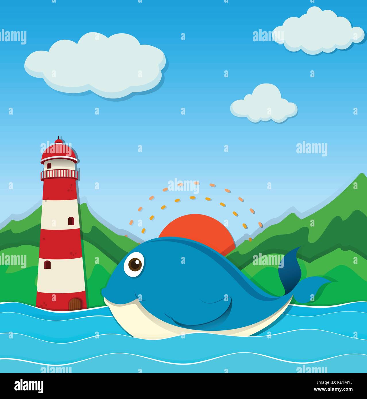 Whale swimming in the ocean illustration Stock Vector Image & Art - Alamy