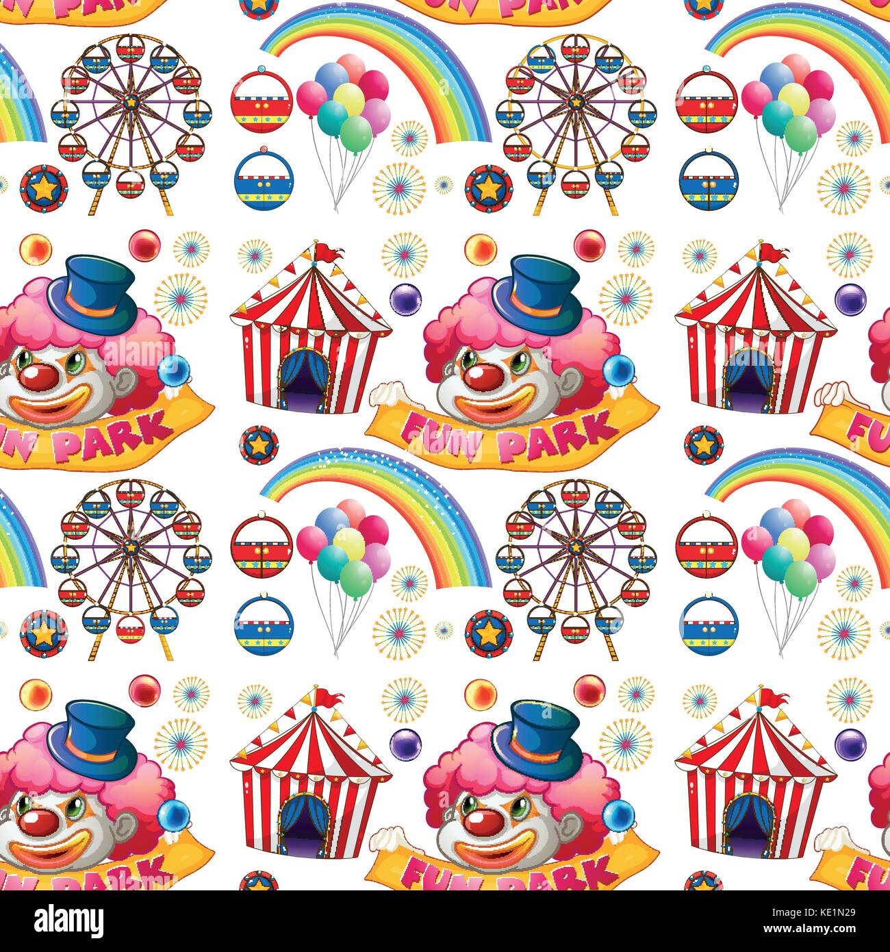 Seamless clown and circus rides illustration Stock Vector Image & Art ...