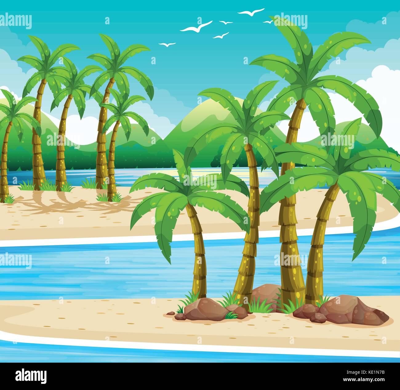 Beach view at daytime illustration Stock Vector Image & Art - Alamy